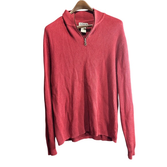 Route 66 Original Clothing Co Other - Route 66 Original Clothing Co‎ Mens Red Ribbed Quarter Zip Sweater L G Cotton